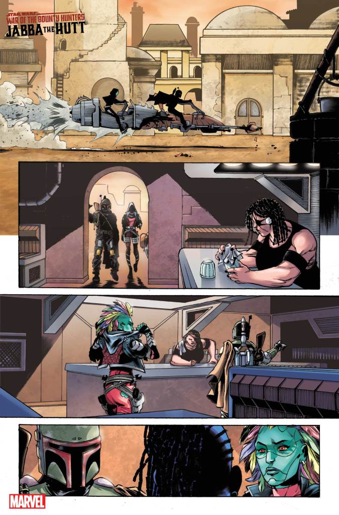 AN ALL-NEW BOUNTY HUNTER ENTERS THE FRAY IN STAR WARS: WAR OF THE BOUNTY HUNTERS - JABBA THE HUTT #1 8 STWWAROTBHJABBAT2021001 Pizzari Interior 2