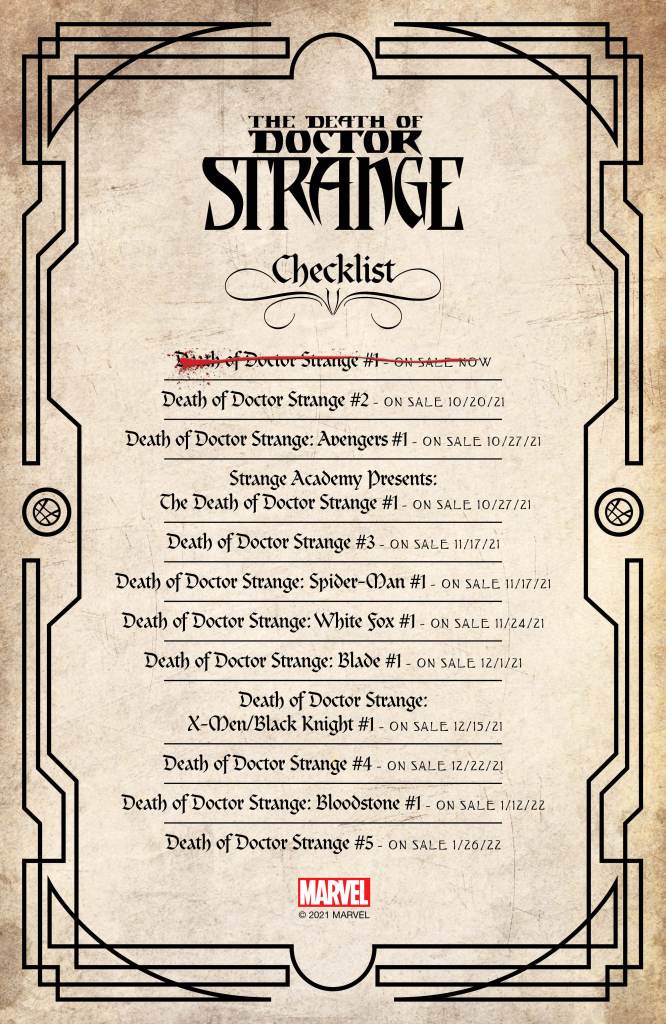 Death of Doctor Strange checklist