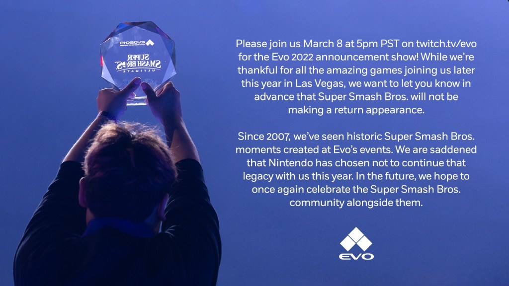 Super Smash Bros Games Will Not Be Part of EVO 2022