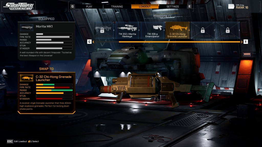 Equip Screen Grenade Launcher